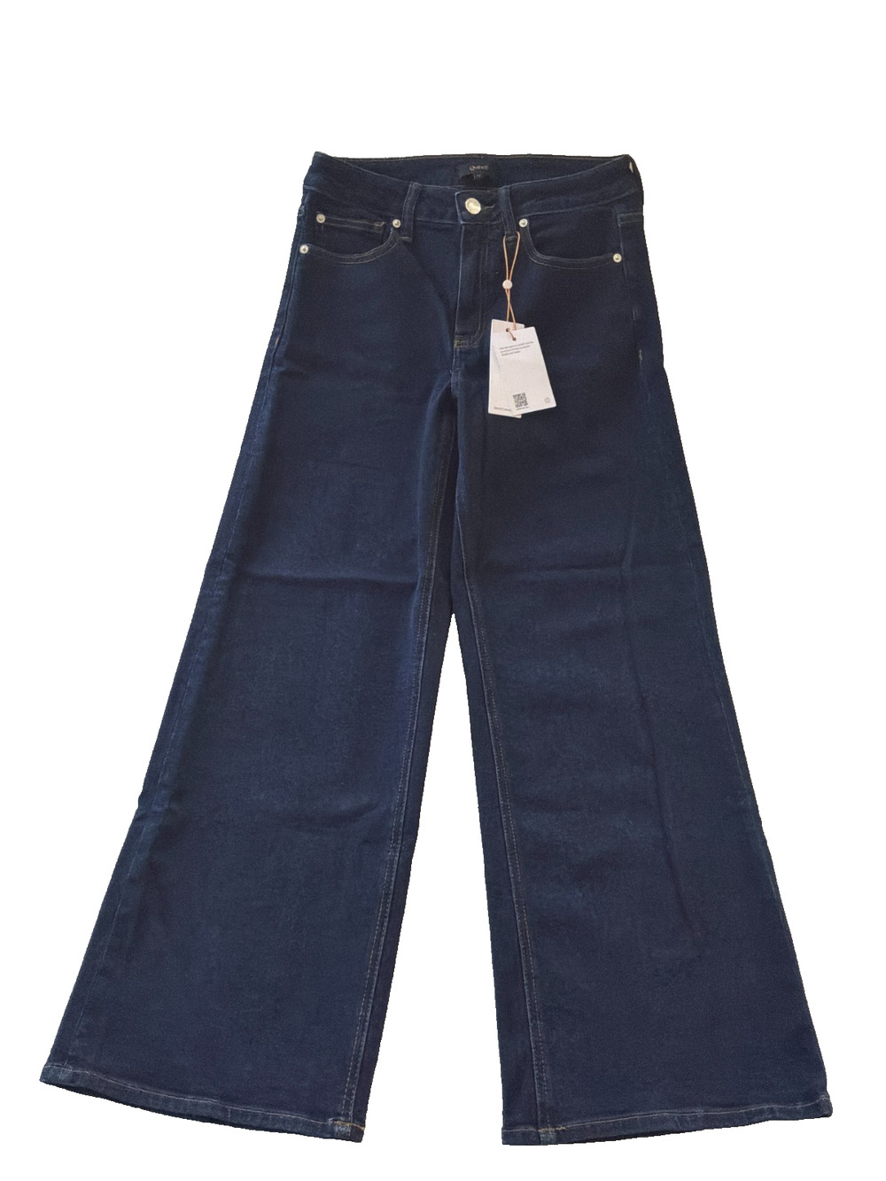 Quince Bella Stretch Wide Leg Jeans Womens 27 Deep Rinse Dark Wash Denim NWT